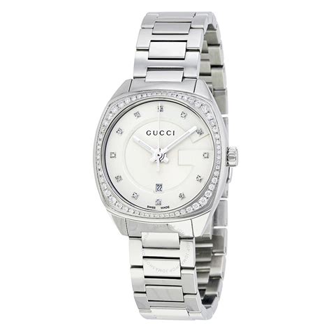 gucci 125 g-gucci ladies diamond swiss quartz watch leather white|luxury gucci watches.